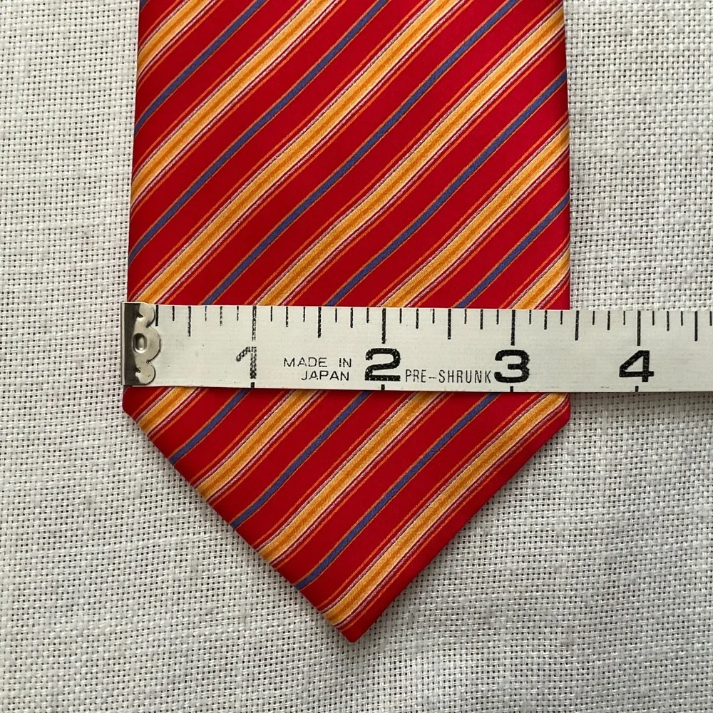 Brioni Silk Tie Striped Red/Yellow/Blue Handmade in Italy NWOT
